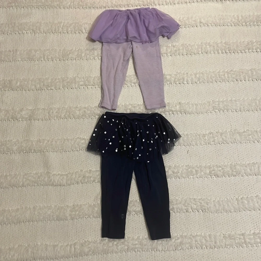 Carter’s tutu pants baby girl size 24M navy blue stars purple stripes bundle 2